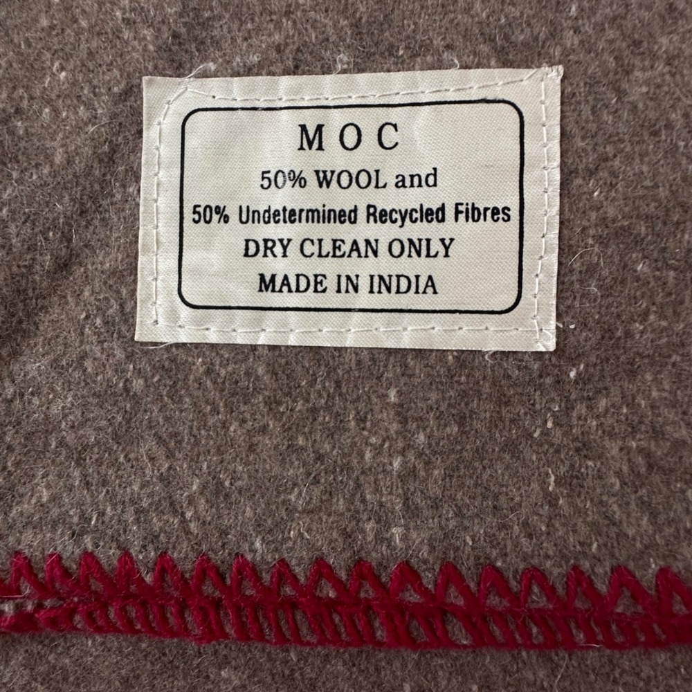 MOC Brown Wool Blend Military Heavy Duty Outdoor Blanket Camping Survival 60x39